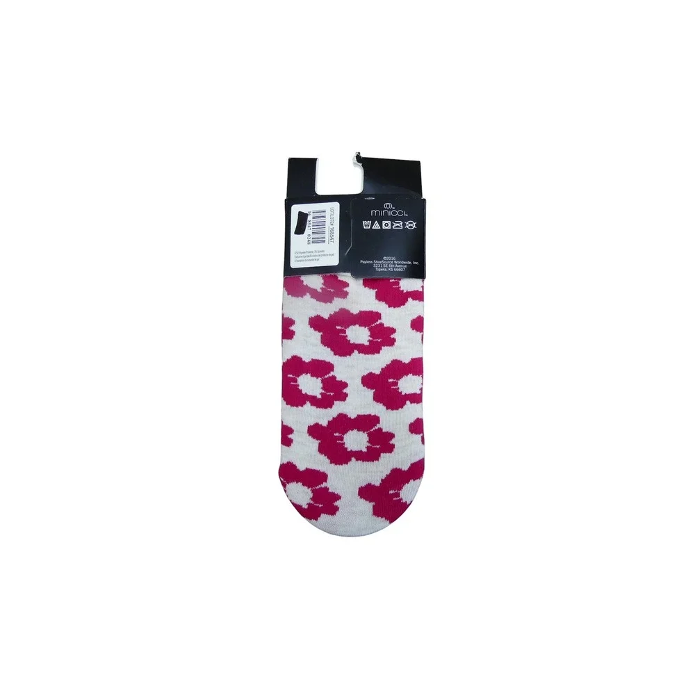 Minicci Foot Liner Women M/L Pink White NWT Floral Non-Slip Gel Tab Socks